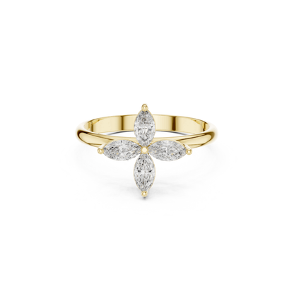 Marquise Cut Diamond Pink Gold 14 K Ring For Wommen |pure carat