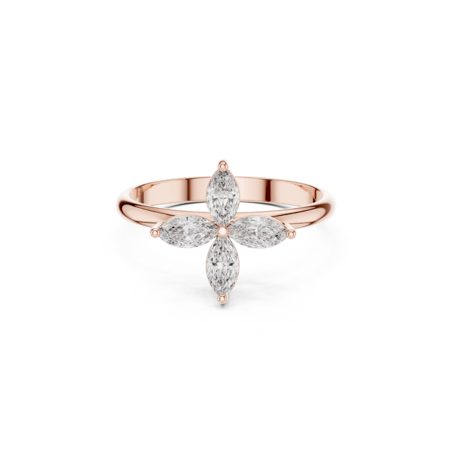 Marquise Cut Diamond Pink Gold 14 K Ring For Wommen |pure carat