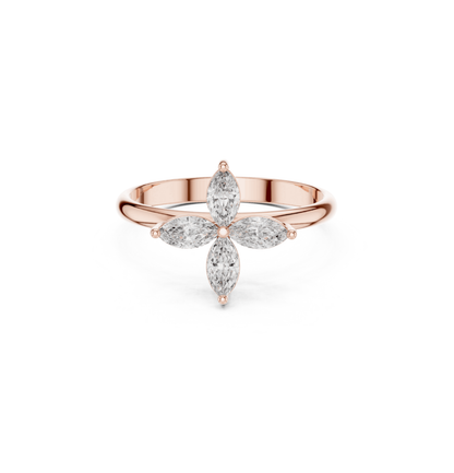 Marquise Cut Diamond Pink Gold 14 K Ring For Wommen |pure carat