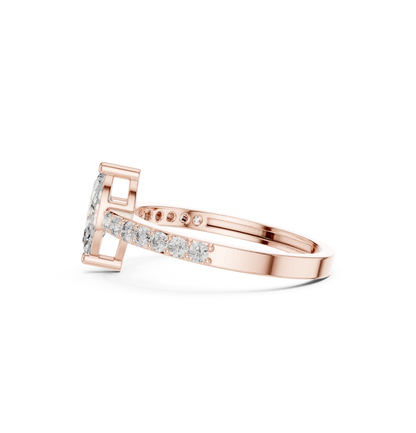 MRQ / Round Cut Diamond Yellow Gold 14 K White Ring For Wommen |pure carat