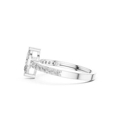 MRQ / Round Cut Diamond Yellow Gold 14 K White Ring For Wommen |pure carat
