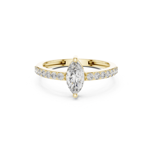 MRQ / Round Cut Diamond Yellow Gold 14 K White Ring For Wommen |pure carat