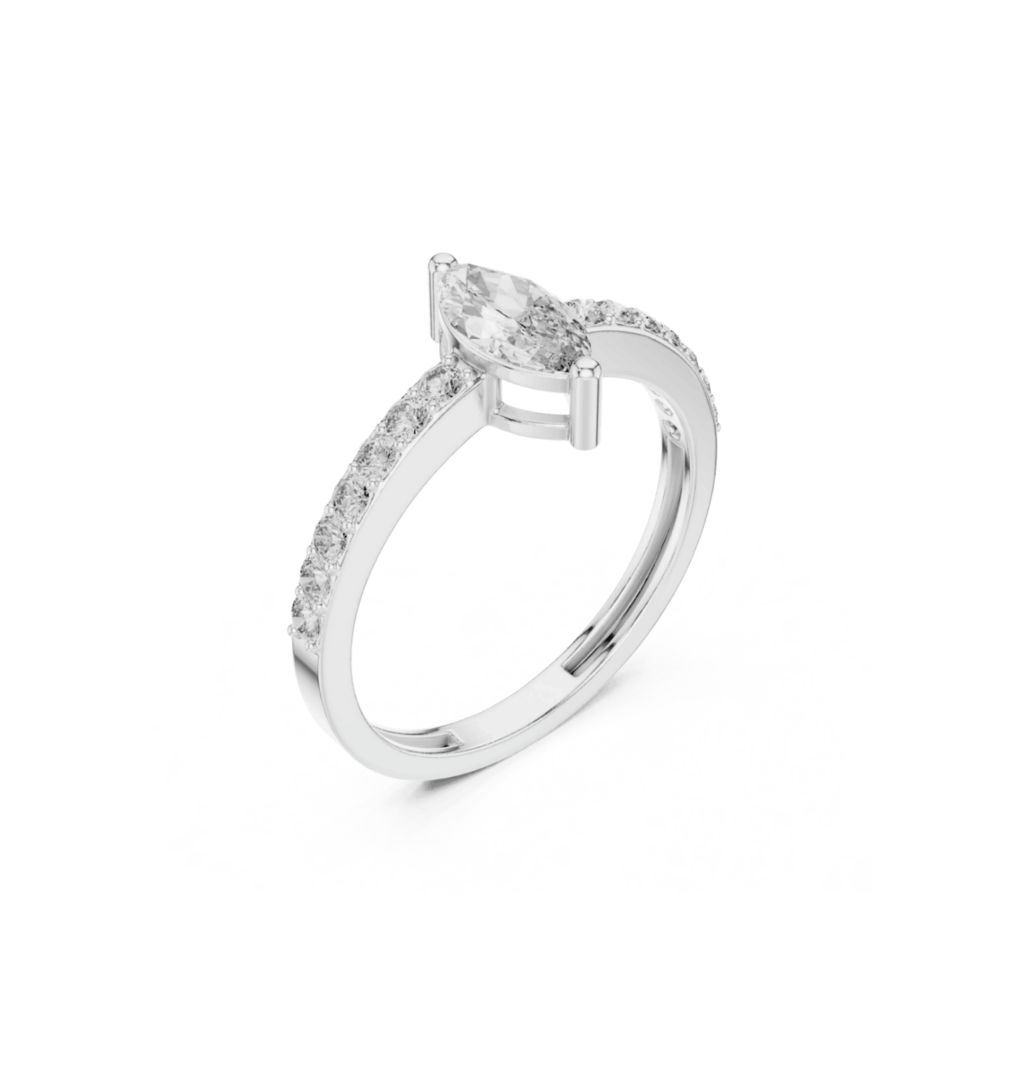 MRQ / Round Cut Diamond Yellow Gold 14 K White Ring For Wommen |pure carat