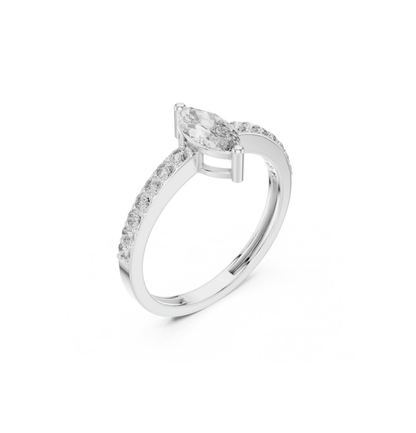 MRQ / Round Cut Diamond Yellow Gold 14 K White Ring For Wommen |pure carat