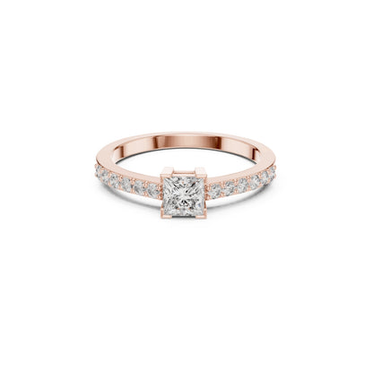Round / Princes Cut Diamond Yellow Gold 14 K White Ring For Wommen |pure carat