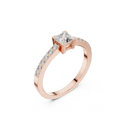 Round / Princes Cut Diamond Yellow Gold 14 K White Ring For Wommen |pure carat
