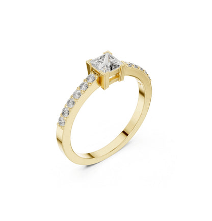 Round / Princes Cut Diamond Yellow Gold 14 K White Ring For Wommen |pure carat