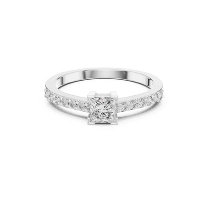 Round / Princes Cut Diamond Yellow Gold 14 K White Ring For Wommen |pure carat