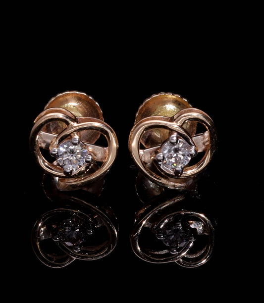 9Kt Yellow Gold Round Cut Lab-Grown Diamond Earrings for Women Office Wear Pure Carat