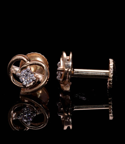 9Kt Yellow Gold Round Cut Lab-Grown Diamond Earrings for Women Office Wear Pure Carat