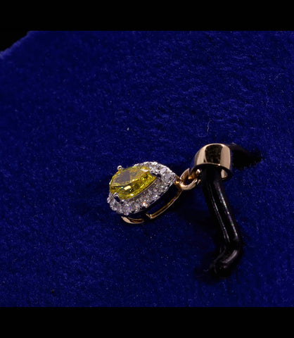 9Kt Yellow Gold pear & Round Cut Lab-Grown Diamond Pendant for Women Everyday Wear Pure Carat