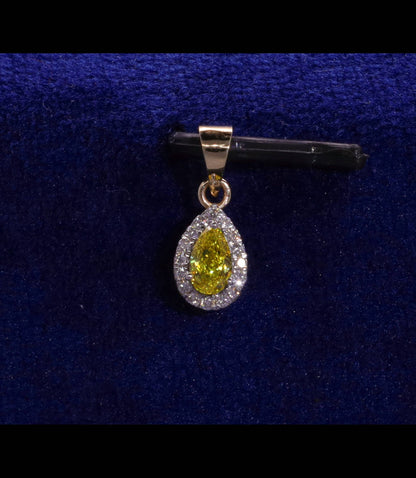 9Kt Yellow Gold pear & Round Cut Lab-Grown Diamond Pendant for Women Everyday Wear Pure Carat
