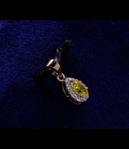 9Kt Yellow Gold pear & Round Cut Lab-Grown Diamond Pendant for Women Everyday Wear Pure Carat