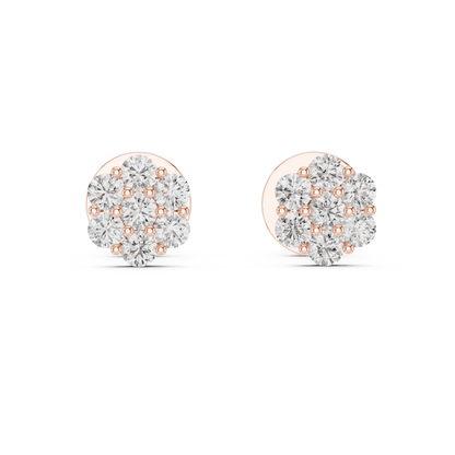 Floral Diamond Cluster Stud Earrings in 14K Rose Gold