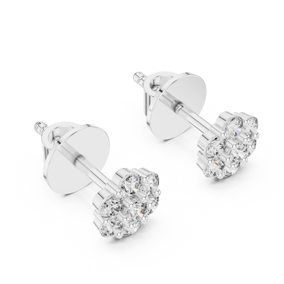 Floral Diamond Cluster Stud Earrings in 14K Rose Gold