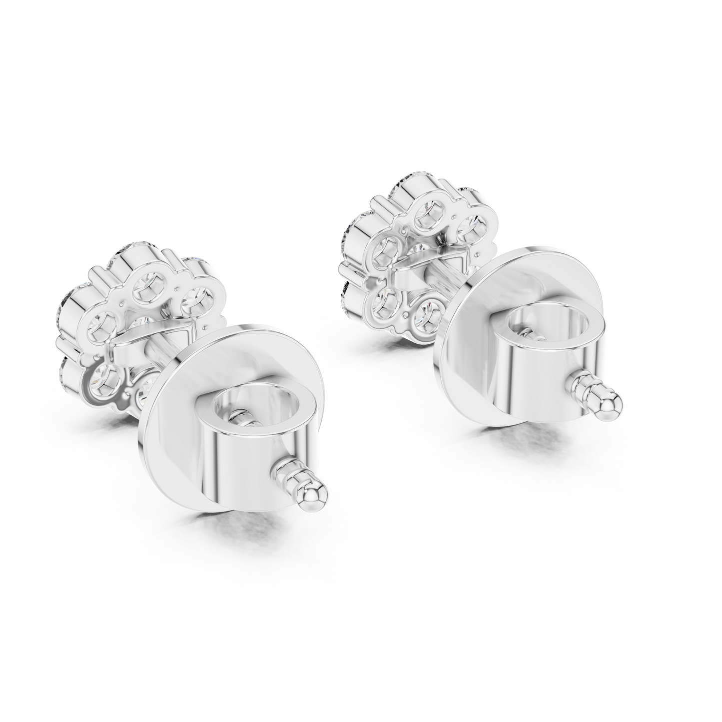 Floral Diamond Cluster Stud Earrings in 14K Rose Gold
