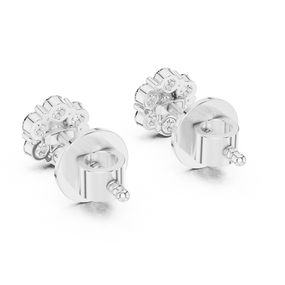 Floral Diamond Cluster Stud Earrings in 14K Rose Gold