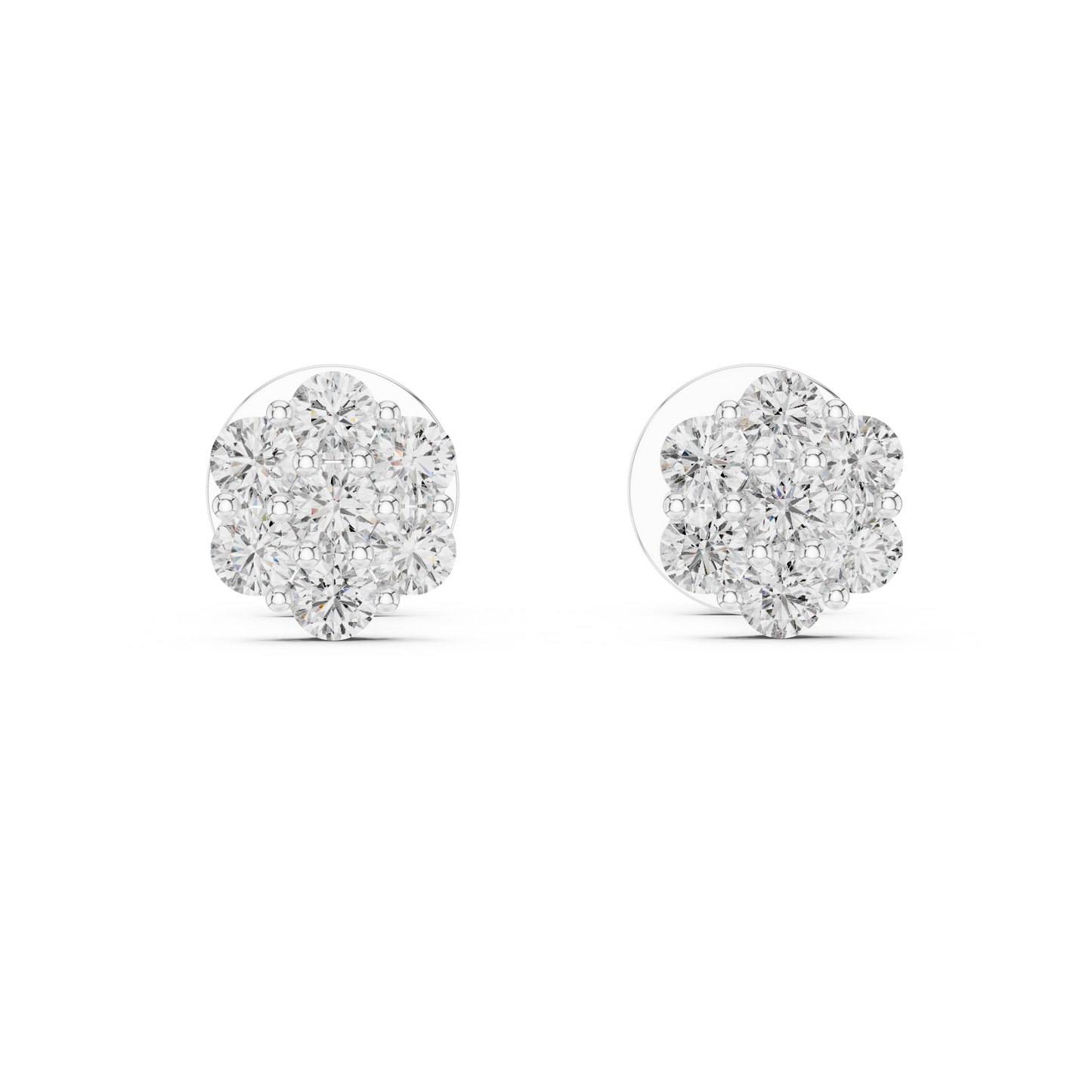 Floral Diamond Cluster Stud Earrings in 14K Rose Gold