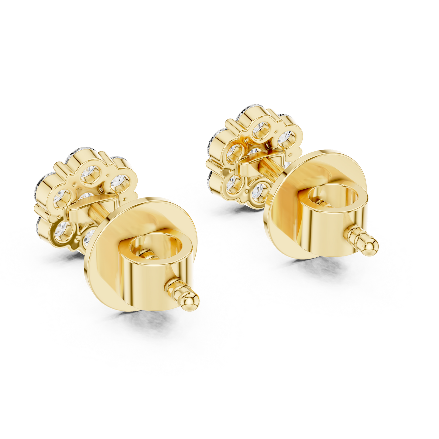 Floral Diamond Cluster Stud Earrings in 14K Rose Gold