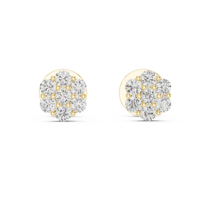 Floral Diamond Cluster Stud Earrings in 14K Rose Gold