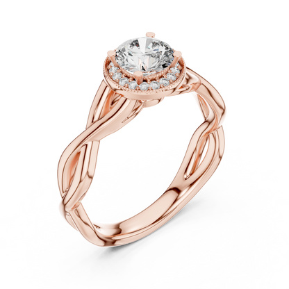 Twisted Rose Gold Solitaire Diamond Ring