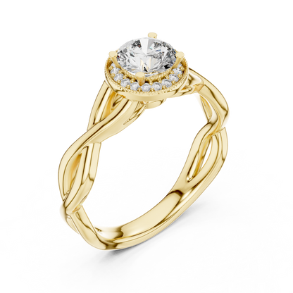 Twisted Rose Gold Solitaire Diamond Ring