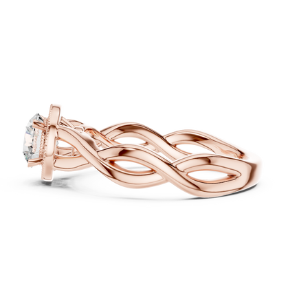 Twisted Rose Gold Solitaire Diamond Ring