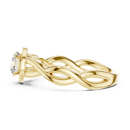 Twisted Rose Gold Solitaire Diamond Ring