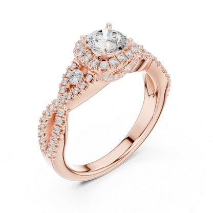 18K Rose Gold Round Lab-Grown Diamond Everyday Wear Ring for Women | Pure Carat