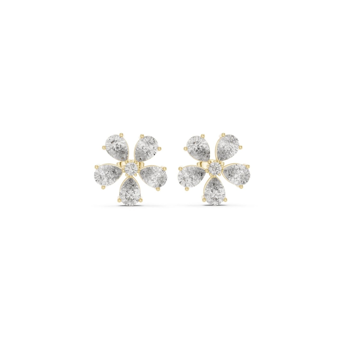 Round / PRS Cut Diamond Yellow Gold 14 K Earring For Wommen |pure carat