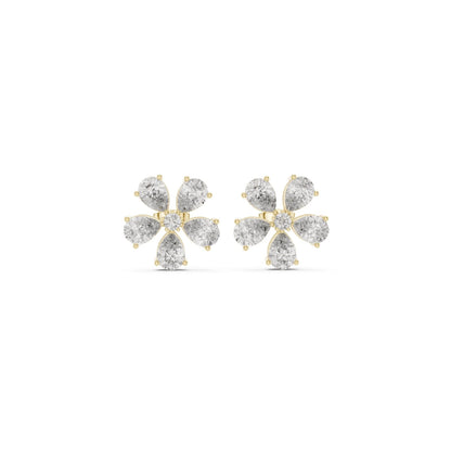 Round / PRS Cut Diamond Yellow Gold 14 K Earring For Wommen |pure carat