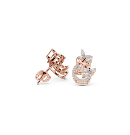Round /MRQ Cut Diamond Yellow Gold 14 K Earring For Wommen |pure carat
