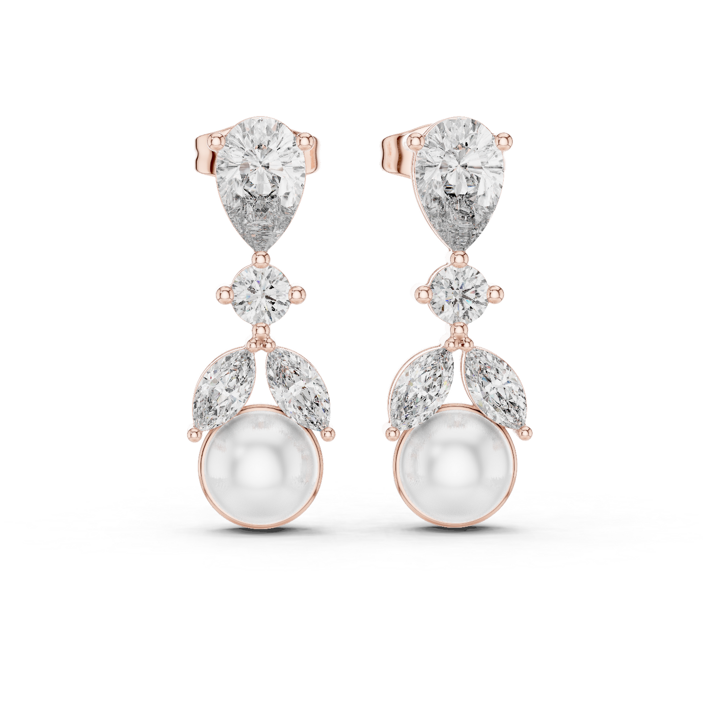 Round /PRS MRQ  Cut Diamond Yellow Gold 14 K Earring For Wommen |pure carat