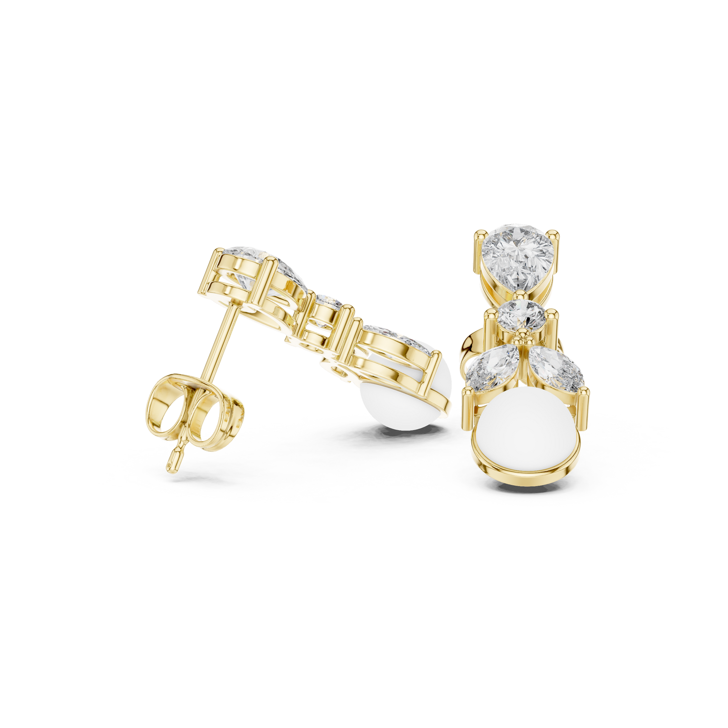 Round /PRS MRQ  Cut Diamond Yellow Gold 14 K Earring For Wommen |pure carat