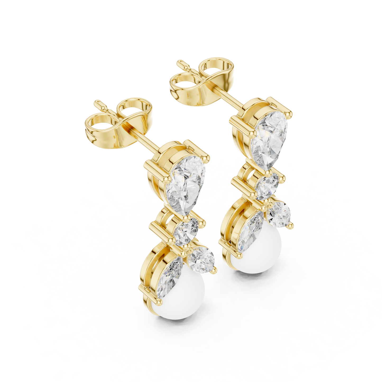 Round /PRS MRQ  Cut Diamond Yellow Gold 14 K Earring For Wommen |pure carat