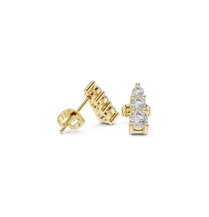 Round Cut Diamond Yellow Gold 14 K Earring For Wommen |pure carat
