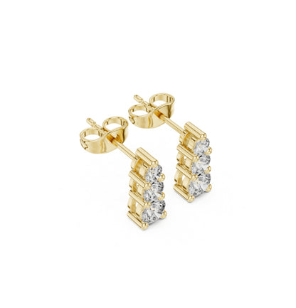 Round Cut Diamond Yellow Gold 14 K Earring For Wommen |pure carat