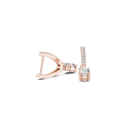 Round /Oval Cut Diamond Pink Gold 14 K Earring For Wommen |pure carat