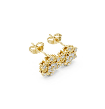 Round Cut Diamond Yellow Gold 14 K Earring For Wommen |pure carat
