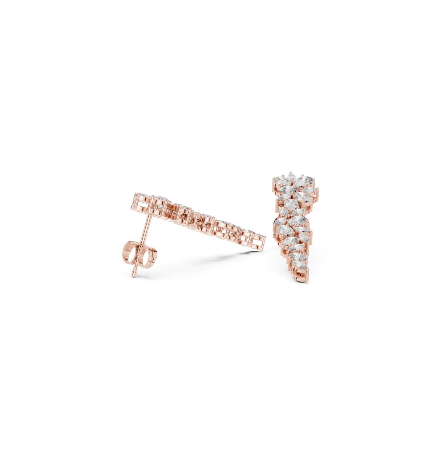 Oval / MRQ Cut Diamond Rose Gold 14 K Earring For Wommen |pure carat