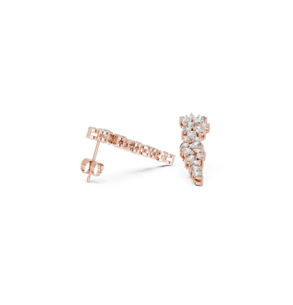 Oval / MRQ Cut Diamond Rose Gold 14 K Earring For Wommen |pure carat