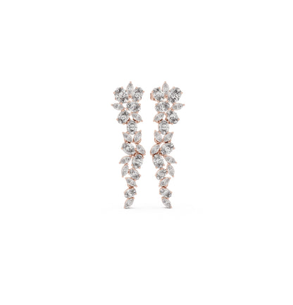 Oval / MRQ Cut Diamond Rose Gold 14 K Earring For Wommen |pure carat