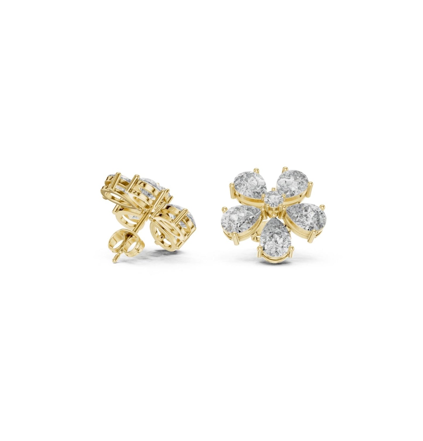 Round / PRS Cut Diamond Yellow Gold 14 K Earring For Wommen |pure carat