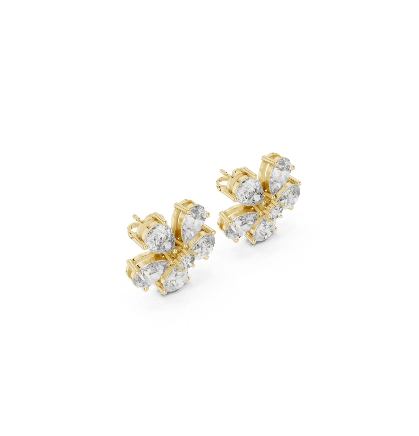 Round / PRS Cut Diamond Yellow Gold 14 K Earring For Wommen |pure carat