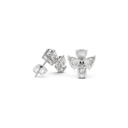 Round & Pear Cut Diamond Yellow Gold 14 K Earring For Wommen |pure carat
