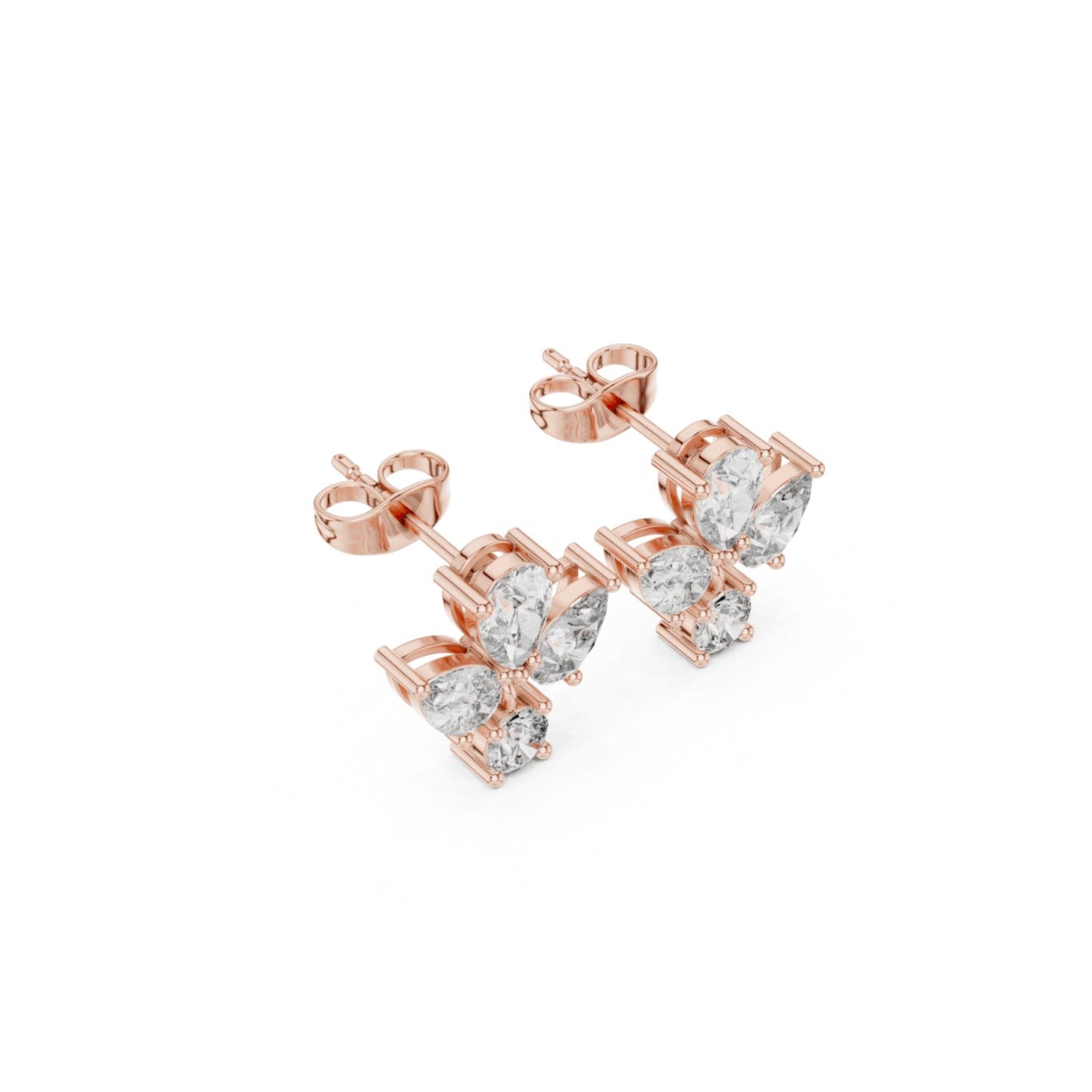 Round & Pear Cut Diamond Yellow Gold 14 K Earring For Wommen |pure carat