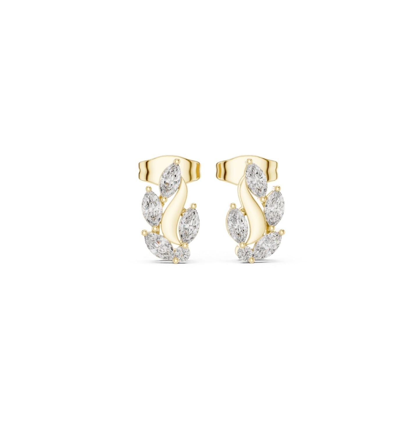 Round / MRQ Cut Diamond Yellow Gold 14 K Earring For Wommen |pure carat