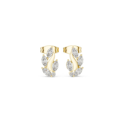 Round / MRQ Cut Diamond Yellow Gold 14 K Earring For Wommen |pure carat