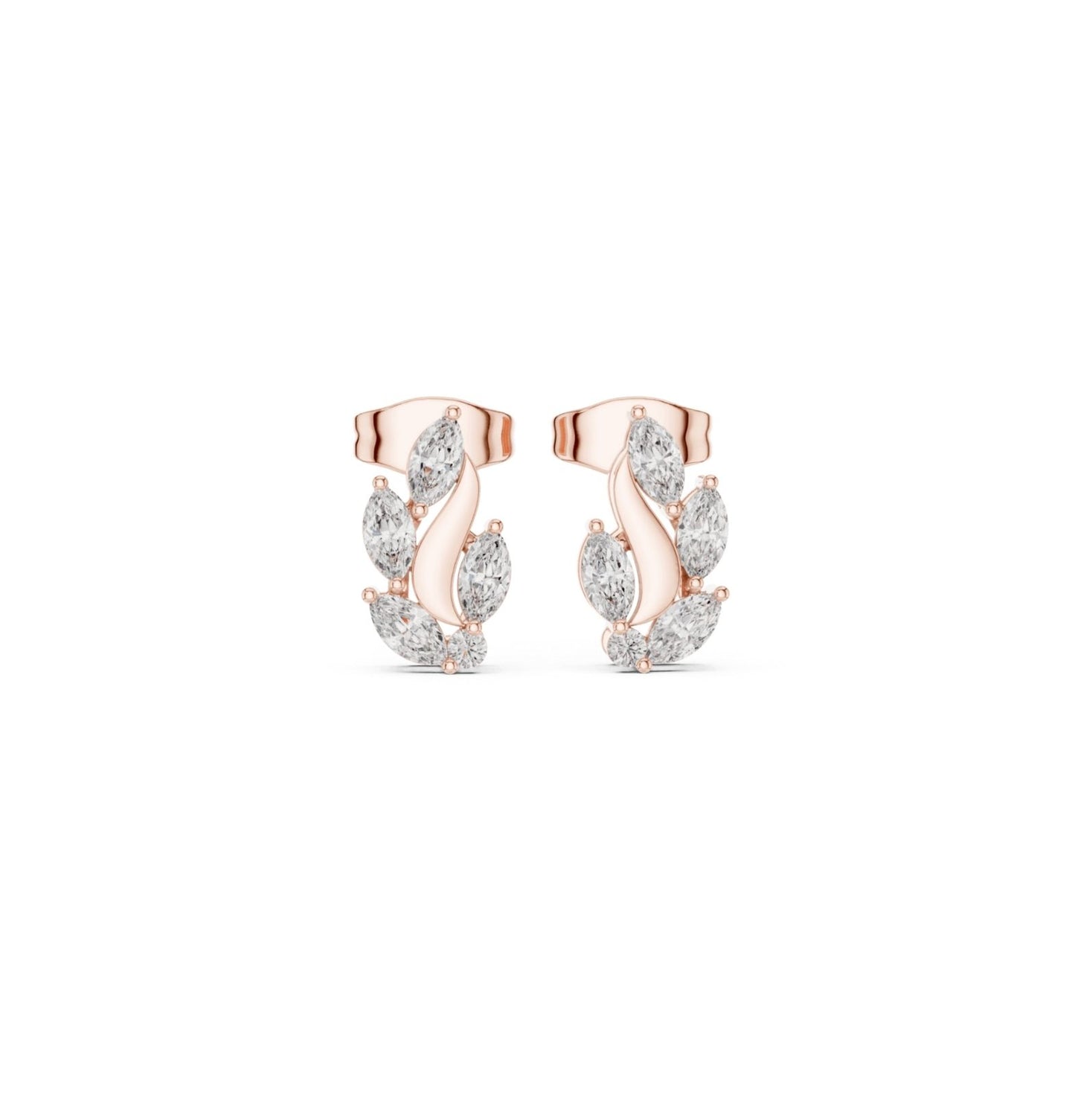 Round / MRQ Cut Diamond Yellow Gold 14 K Earring For Wommen |pure carat
