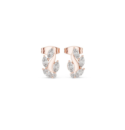 Round / MRQ Cut Diamond Yellow Gold 14 K Earring For Wommen |pure carat